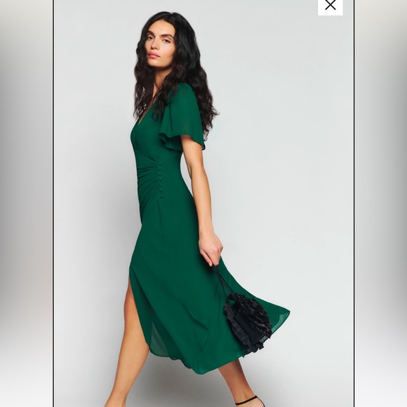 Reformation Green Breanna Dress Size 4 - Picture 3 of 5